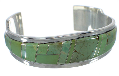 Authentic Sterling Silver Turquoise Inlay Southwest Cuff Bracelet VX60543